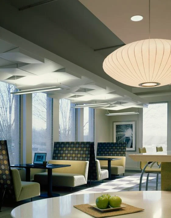 Café booth seating at the Rolling Meadows training center.