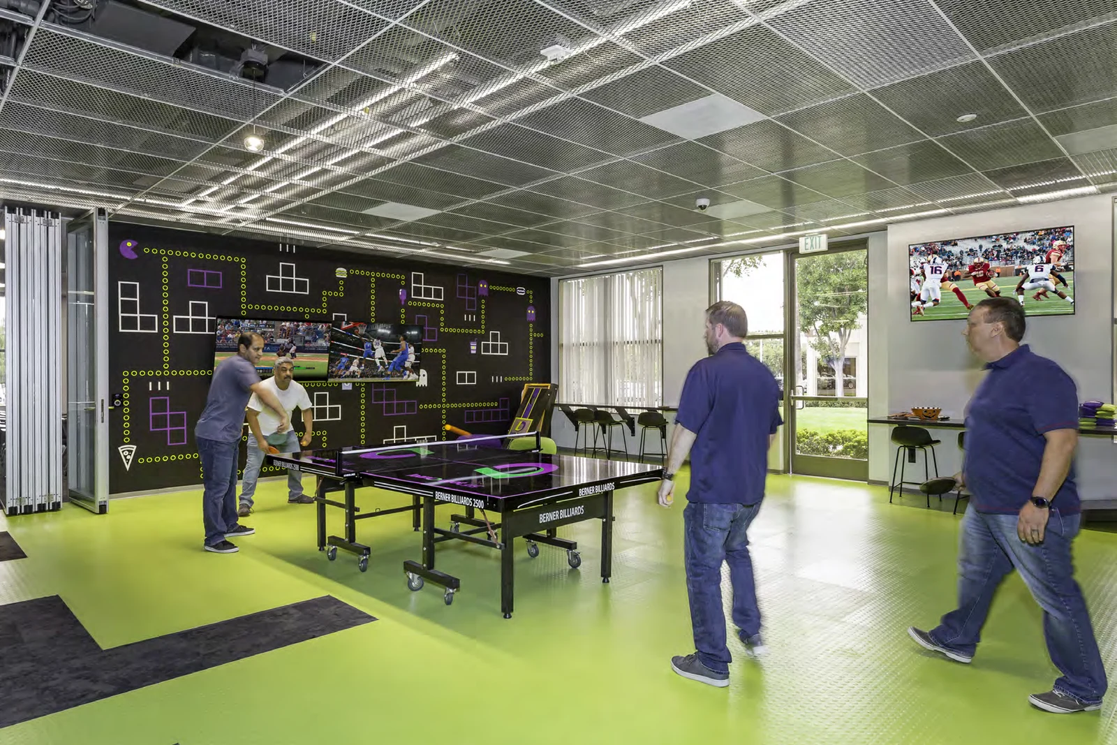 Workplace recreation area with a table-tennis table.